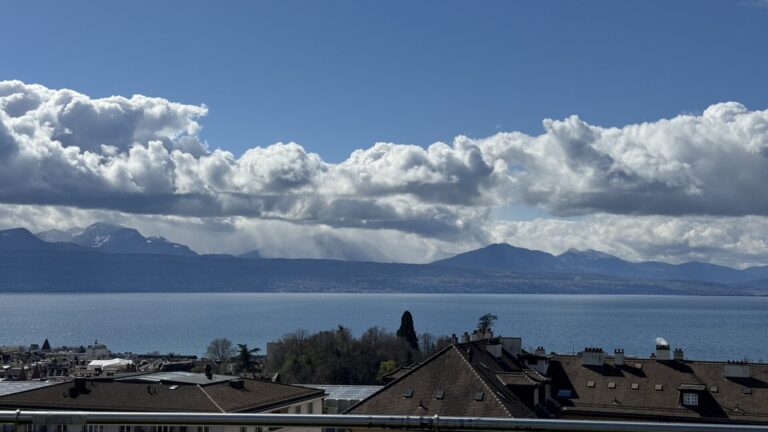Vue sur le lac Léman depuis le Parc de Montbenon à Lausanne