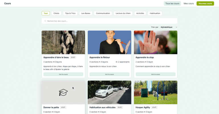 Cours d'éducation canine en ligne pour toutes et tous