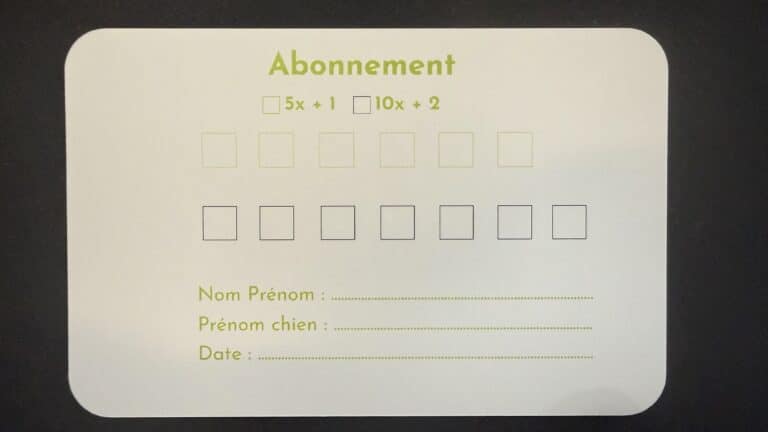 Carte abonnement, cases à cocher, informations personnelles.