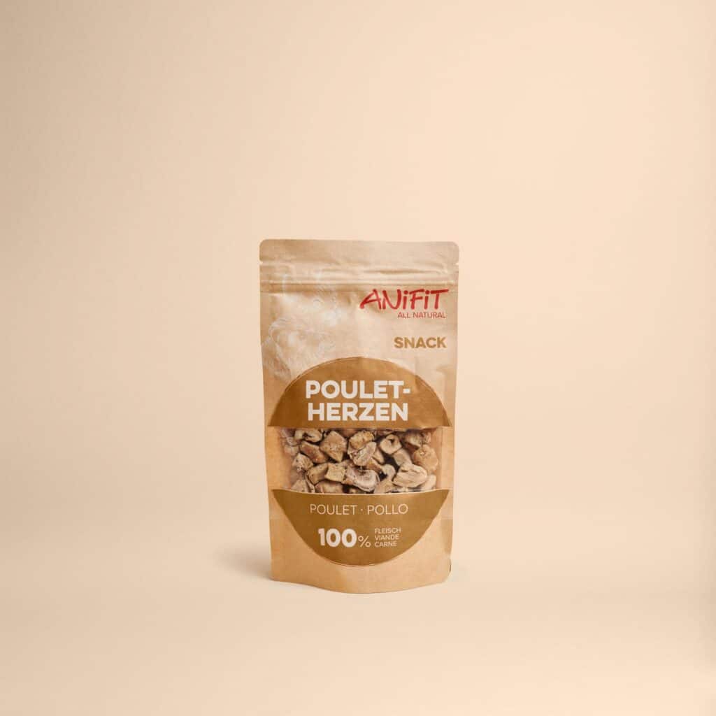 Emballage de snacks pour animaux à base de poulet.