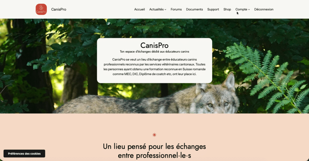Capture écran site web CanisPro