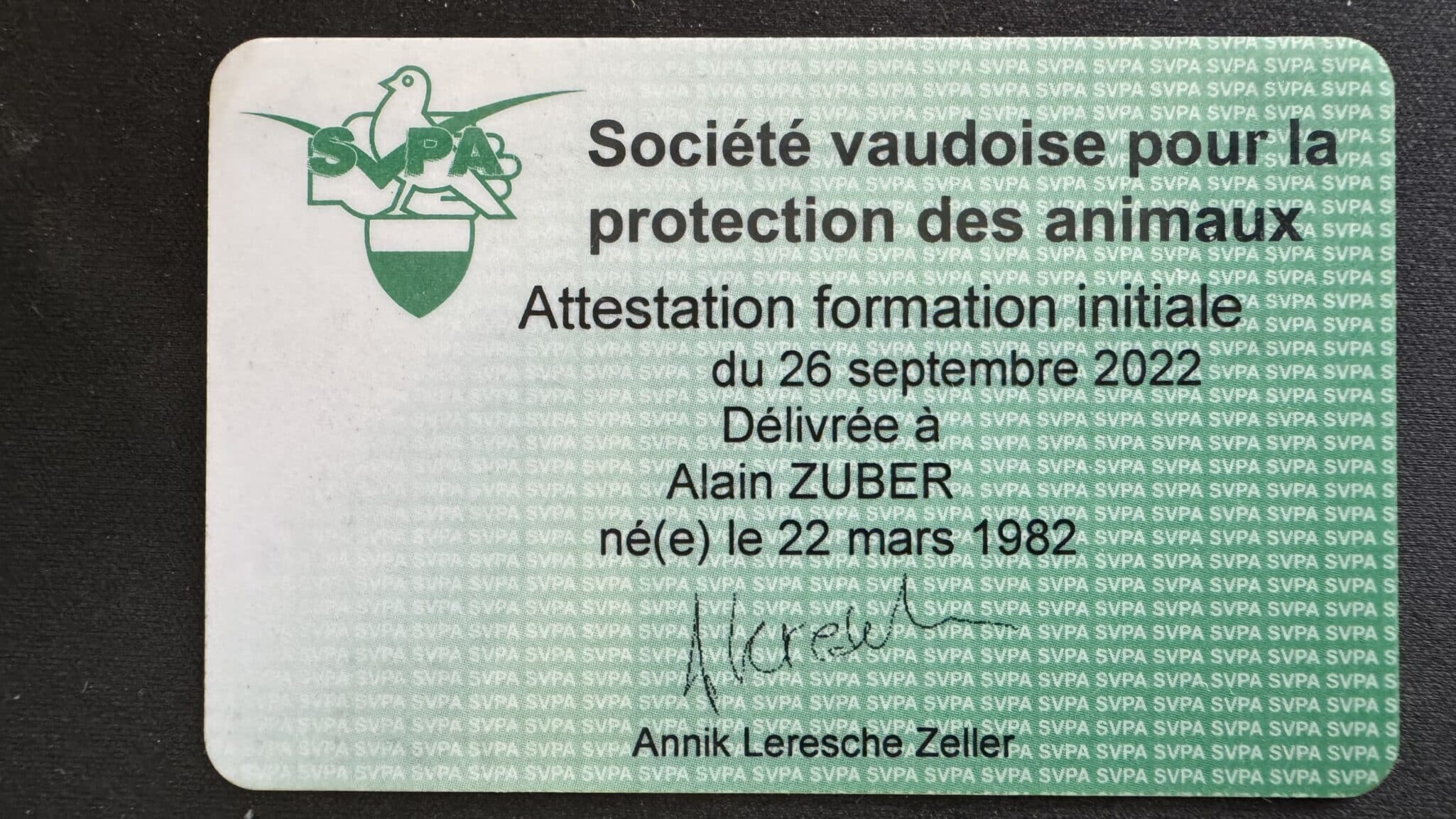 Carte attestation SVPA formation initiale 2022