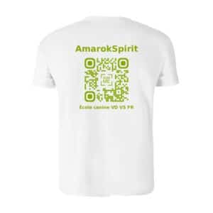 T-shirt blanc avec QR code vert AmarokSpirit