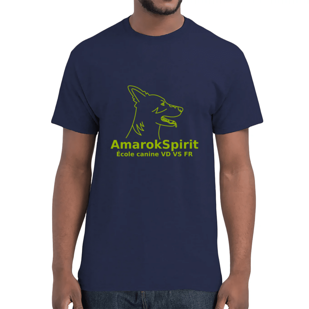 T-shirt bleu logo chien AmarokSpirit