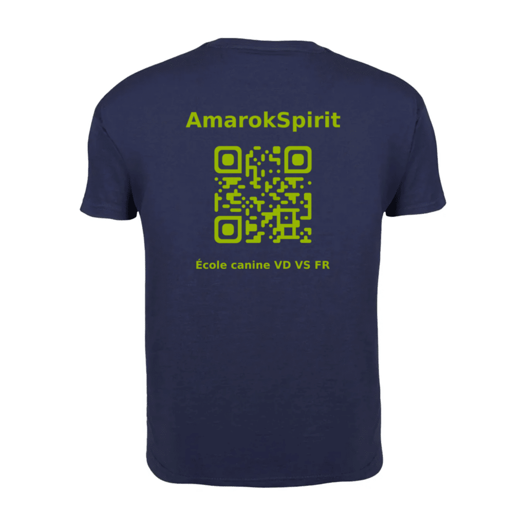 T-shirt bleu AmarokSpirit avec QR code vert