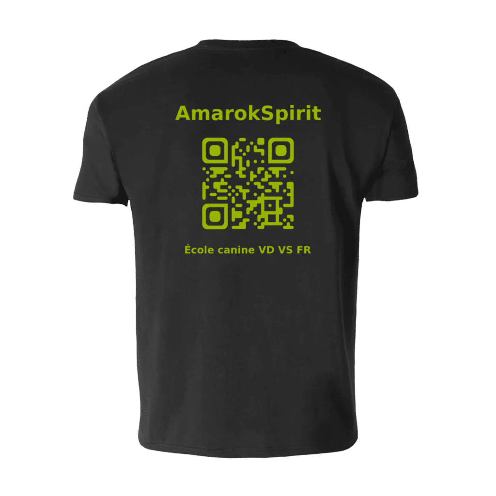 T-shirt noir AmarokSpirit avec QR code vert
