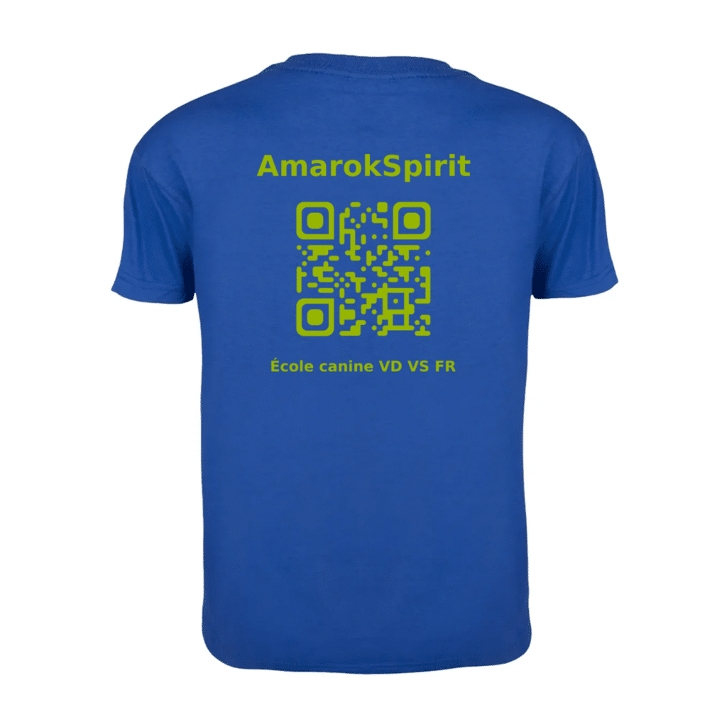 T-shirt bleu AmarokSpirit avec QR code vert